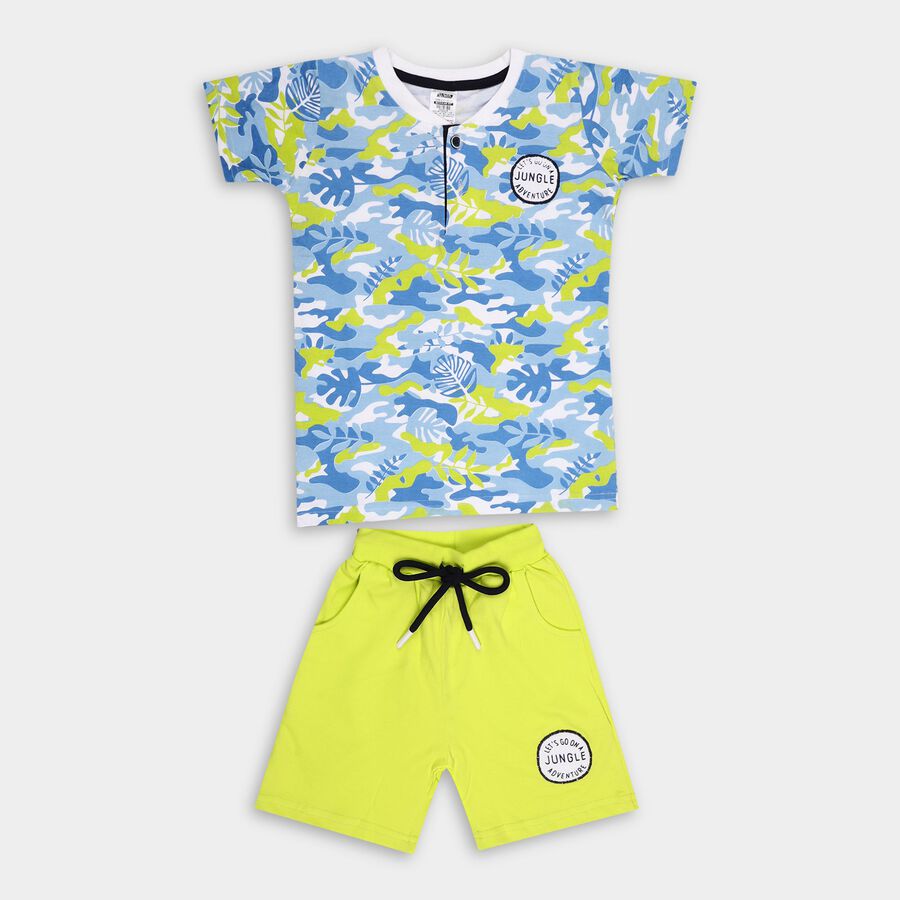 Boys' 100% Cotton Knit Baba Suit, Light Blue, large image number null