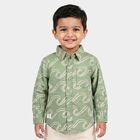 Boys' Dark Grey Cotton Abstract Printed Regular Fit Shirt, गहरा ग्रे, small