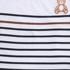 Infants' White Cotton Round Neck Striped Baba Suit, Beige, small