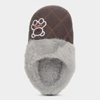 Kids Dark Chocolate Brown Fur Lined Slip-On Winter Slippers, Brown, small image number null