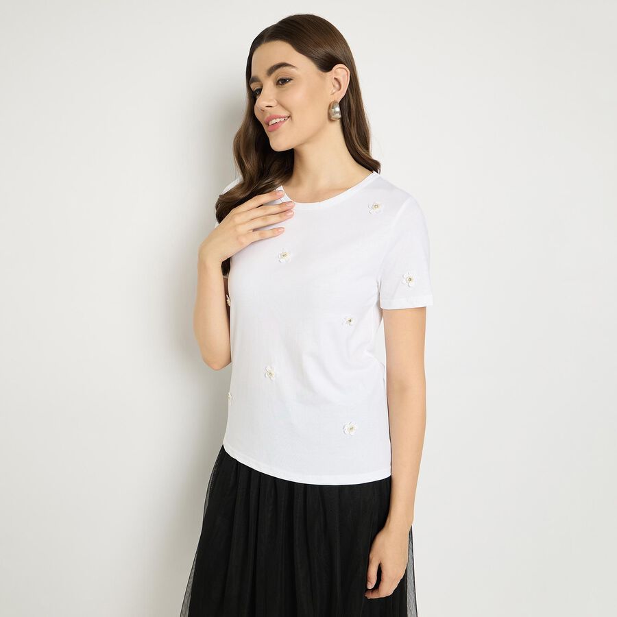 Ladies' Cotton Top, सफ़ेद, large image number null