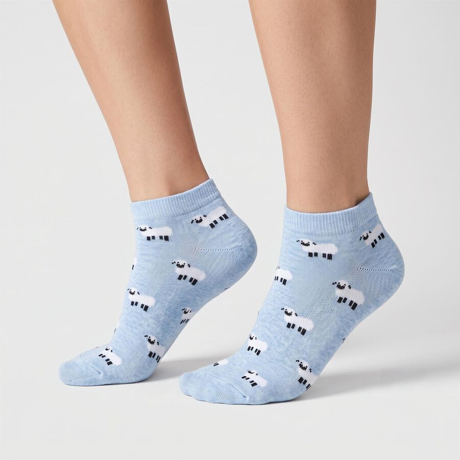 Women's Assorted Regular Fit Printed Pack of 3 Socks, चुनिंदा, large