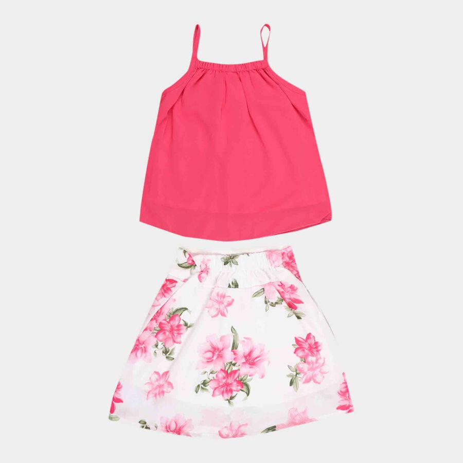 Solid Skirt Top Set, Pink, large image number null