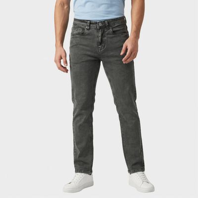 Men's Dark Grey Slim Fit Washed Jeans