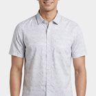 Men's Grey Cotton Spread Collar Casual Shirt, हल्का ग्रे, small