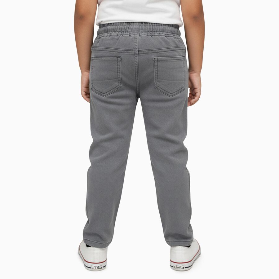 Boys' Muted Charcoal Grey Regular Fit Elastic Waist Jeans, हल्का ग्रे, large