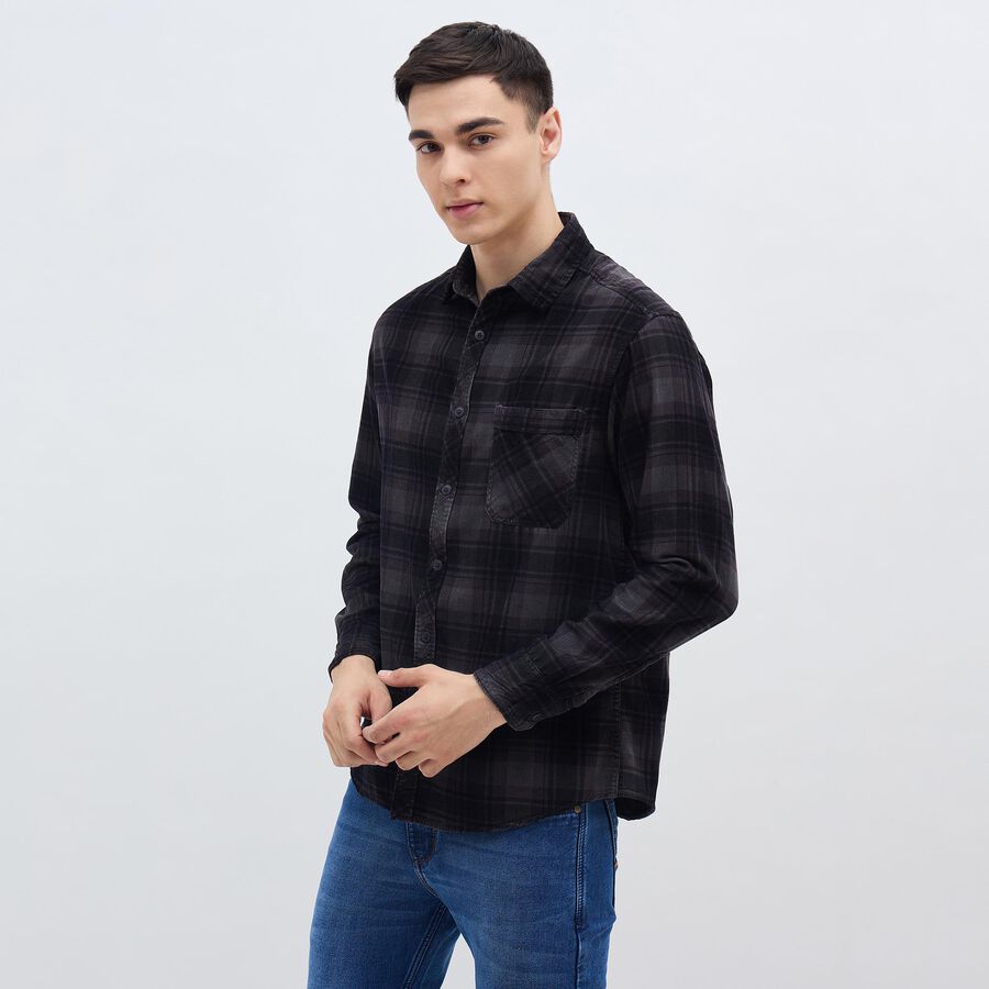 Men's 100% Cotton Casual Shirt, Brown, large