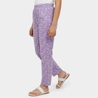 Girls' Purple Regular Fit Cat Printed Cotton Blend Pyjama, Purple, small