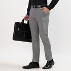 Men's Slim Fit Formal Trousers, हल्का ग्रे, small image number null