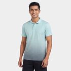 Men's Teal Round Neck Athleisure T-Shirt, एक्वा, small