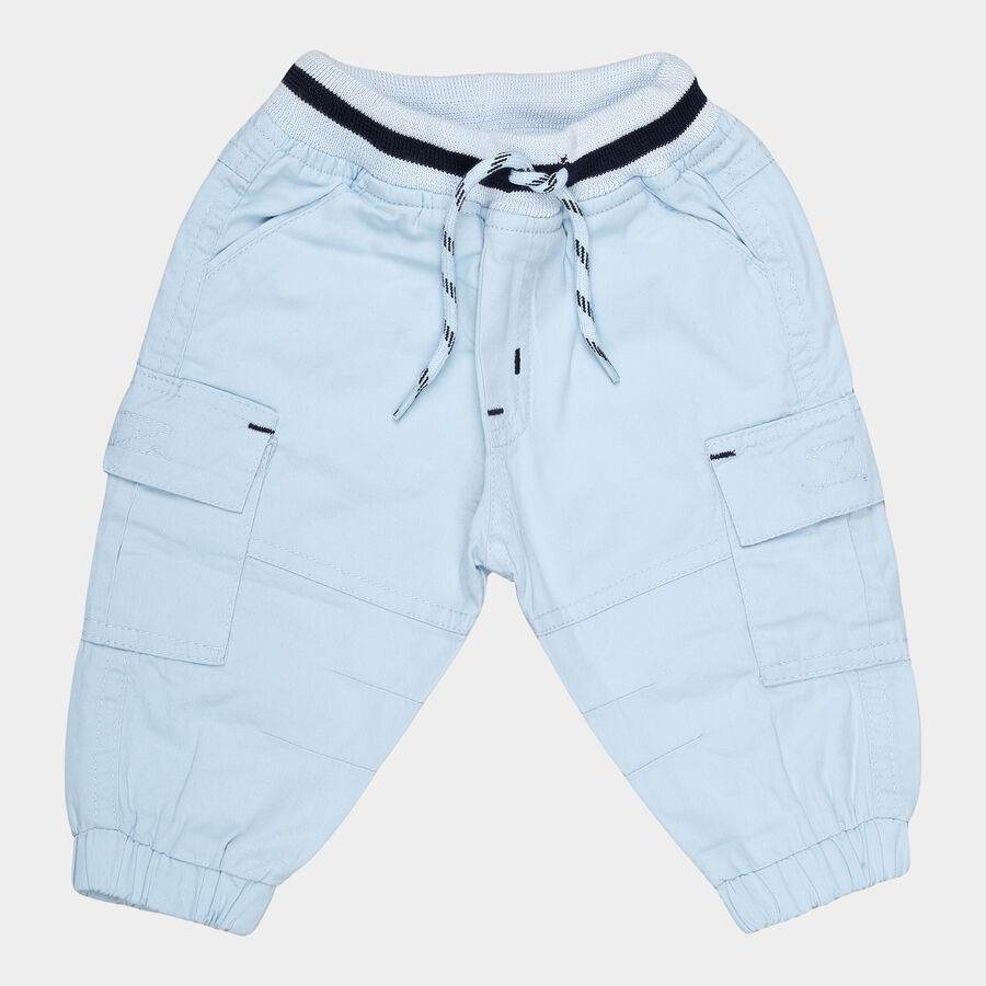 Infants Cotton Solid Trousers, Light Blue, large image number null