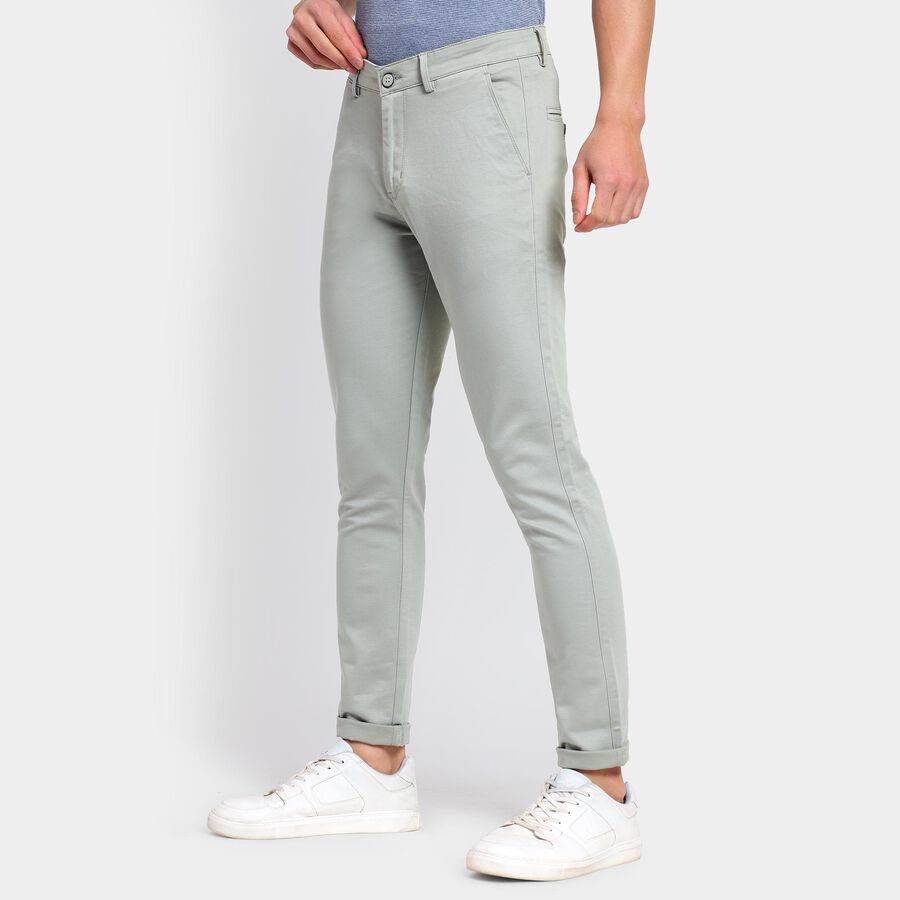 Men's Slim Fit Casual Trousers , हल्का हरा, large image number null