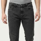 Men's Dark Grey Slim Fit Washed Jeans, गहरा ग्रे, small