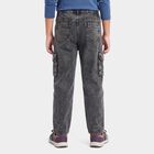 Boys' Black Cargo Fit Washed Jeans, Black, small