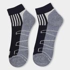 Men's Dark Navy Blue And Gray Ankle Sports Socks, Navy Blue, small