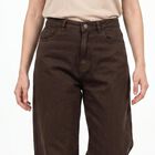 Women's Brown Straight Fit Classic Jeans, Brown, small