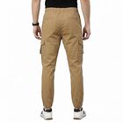 Men's Khaki Slim Fit Cargo Trousers, खाकी, small