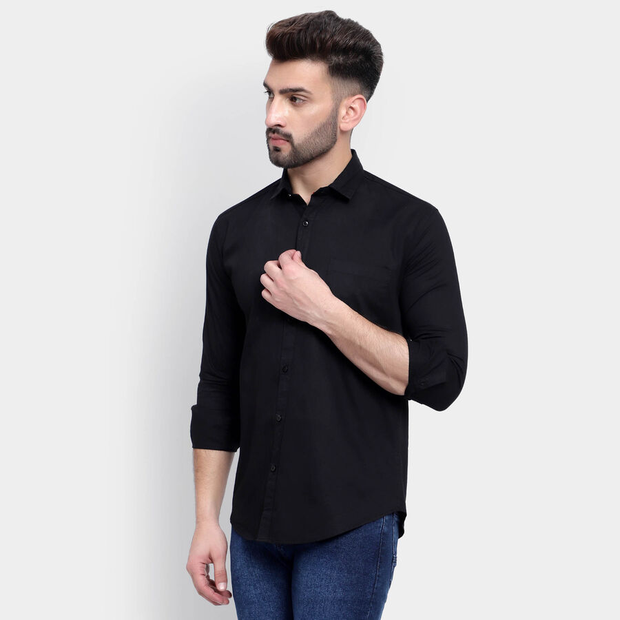 Cotton Solid Casual Shirt, Black, large image number null