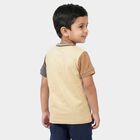 Boys Beige Cotton Crew Neck Regular Boys T-Shirt, Beige, small