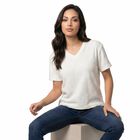 Women's White V-Neck Regular T-Shirt, Off White, small