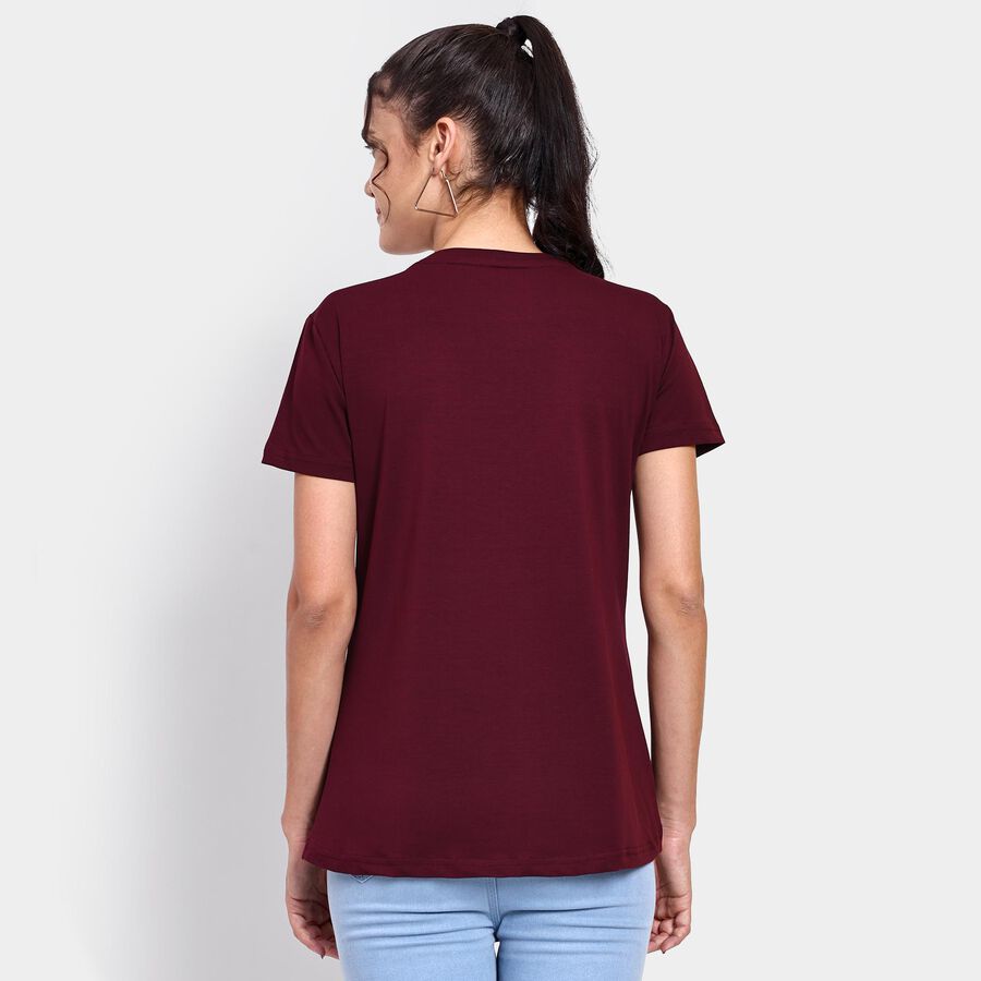 Ladies' Round Neck T-Shirt , Wine, large image number null