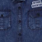 Boys' Navy Blue Classic Collar Casual Shirt, Mid Blue, small