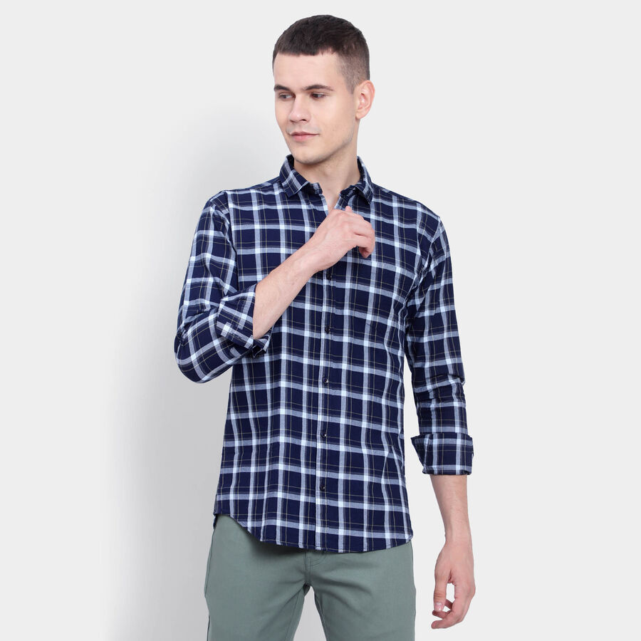 Cotton Checks Casual Shirt, Light Grey, large image number null