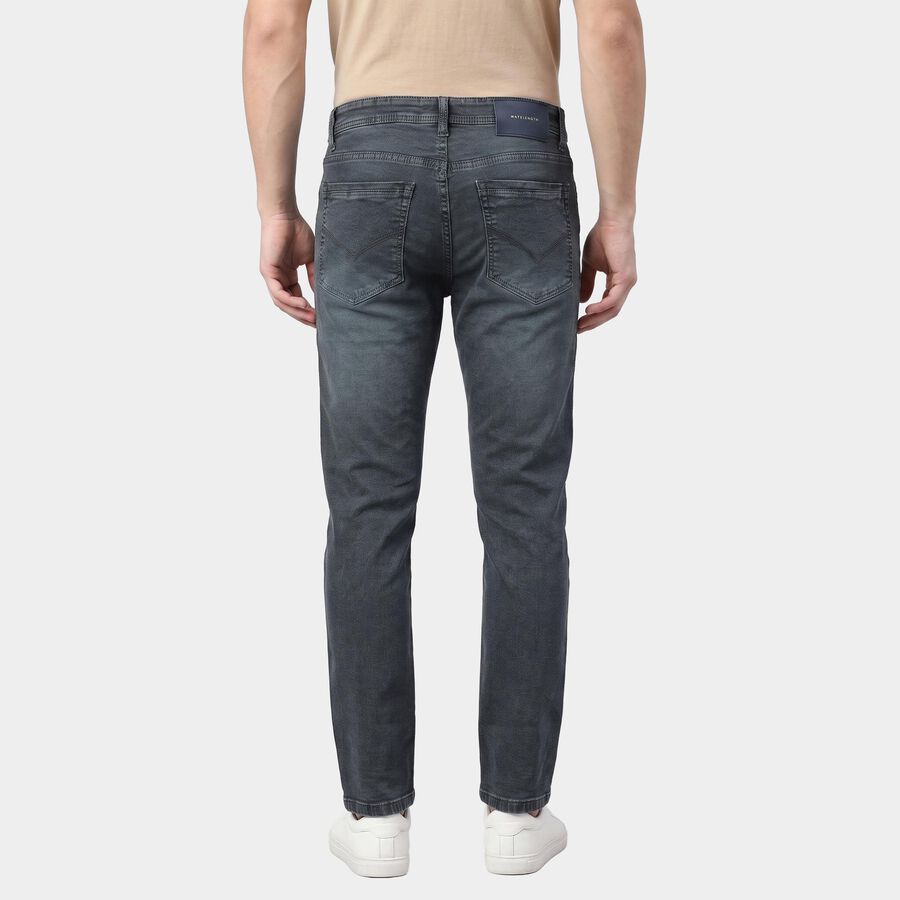 Men's Dark Grey Slim Fit Faded Jeans, गहरा ग्रे, large