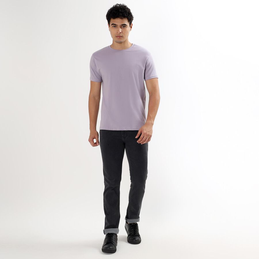Men's 100% Cotton Round Neck Half Sleeves T-Shirt , Lilac, large image number null