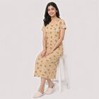 Women Beige Round Neck T-Shirt Style Nighty, Beige, small