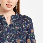 All Over Print Straight Kurta, नेवी ब्लू, small image number null