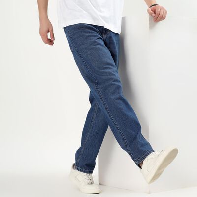 Men's 100% Cotton Jeans, मध्यम नीला Men's 100% Cotton Jeans