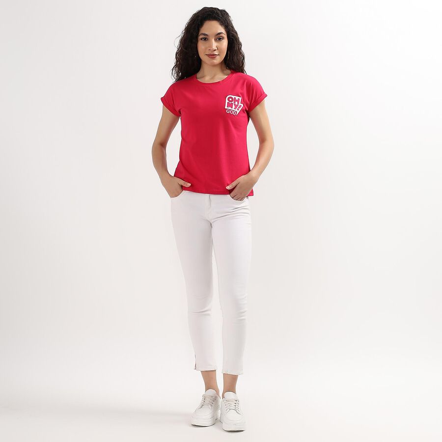 Ladies' Round Neck T-Shirt , Fuchsia, large image number null