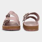 Women's Muted Pink Buckle Strap Flat Sandals, बैंगनी, small