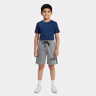 Boys Melange Mid Grey Regular Fit Printed Bermuda Shorts, Melange Mid Grey, small