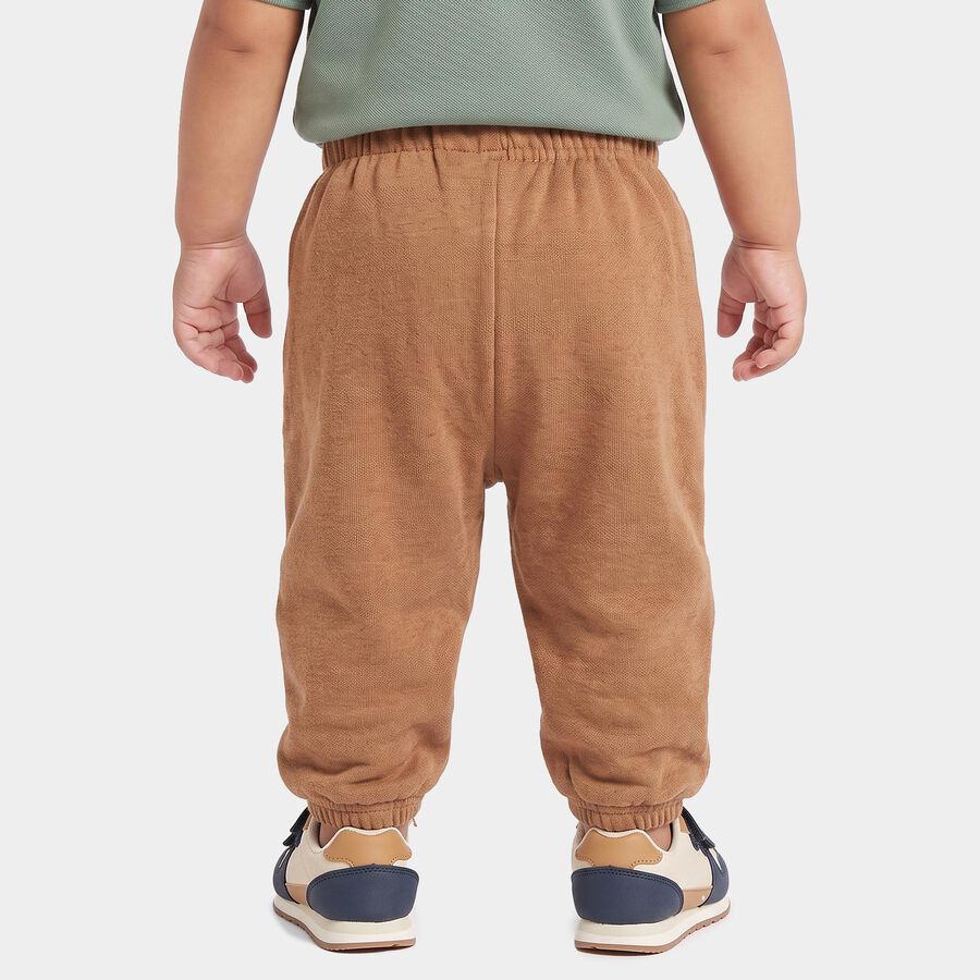 Infants Beige Jogger Fit Graphic Printed Pyjama, गहरा पीला, large