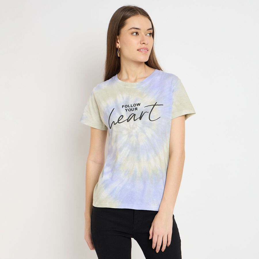 Ladies' 100% Cotton Round Neck T-Shirt, Light Green, large