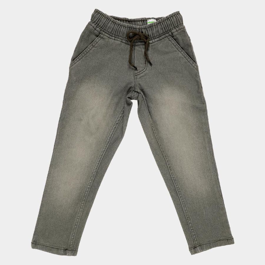 Boys' Faded Olive Relaxed Fit Elastic Waist Jeans, Olive, large image number null