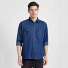 Solid Casual Shirt, Mid Blue, small image number null