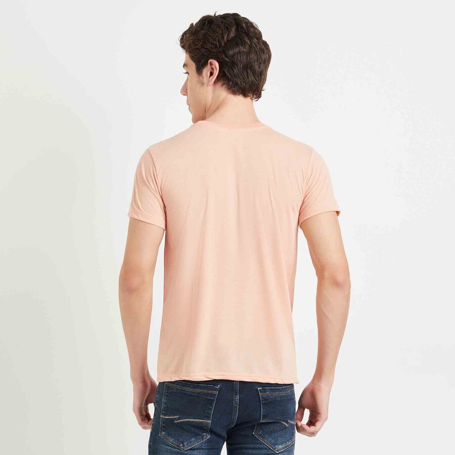 Printed Round Neck T-Shirt, Peach, large image number null