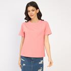 Ladies' 100% Cotton Round Neck T-Shirt, Pink, small