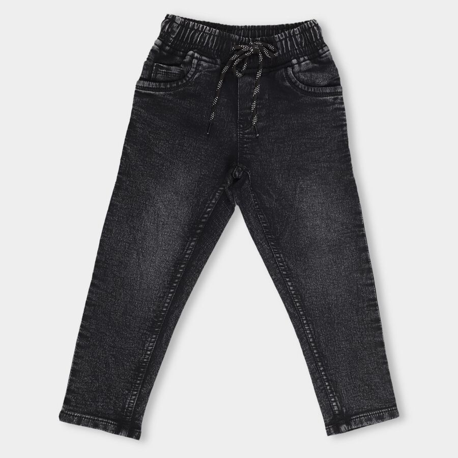 Kids' Washed Black Slim Fit Jogger Jeans, Black, large image number null