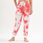 Women's Bright Red And White Tie-Dye Full Length Pyjama, Pink, small image number null