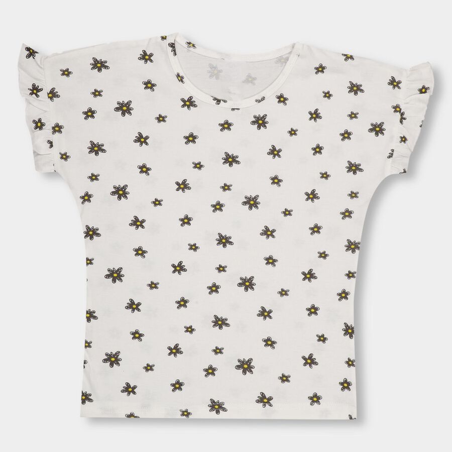 Girls' 100% Cotton T-Shirt, Off White, large image number null