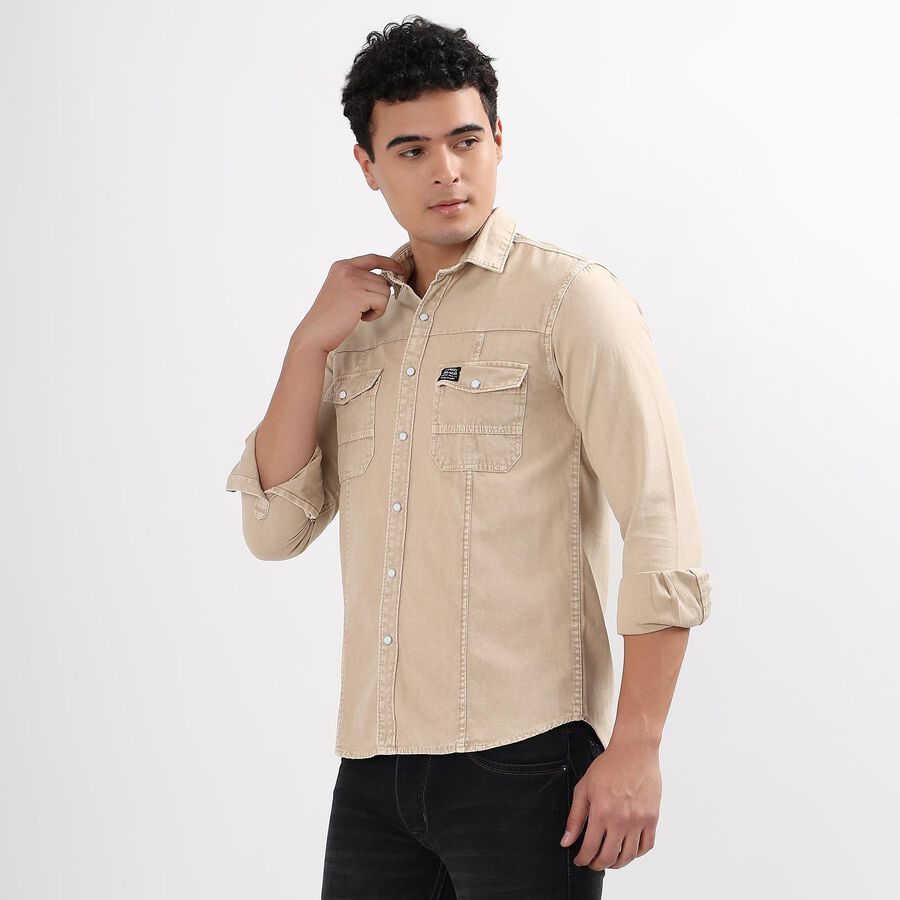 Men's 100% Cotton Casual Shirt , Beige, large image number null