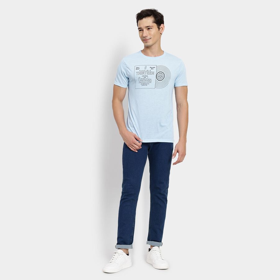 Men's Round Neck Half Sleeves T-Shirt, Sky Blue, large image number null