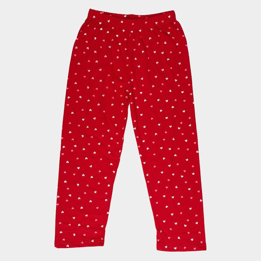 Girls Fuchsia Regular Fit Elasticated Waist Pyjama, रानी (फ्यूशिया), large