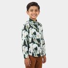 Boys Green Cotton Long Sleeves Regular Fit Casual Shirt, Light Green, small