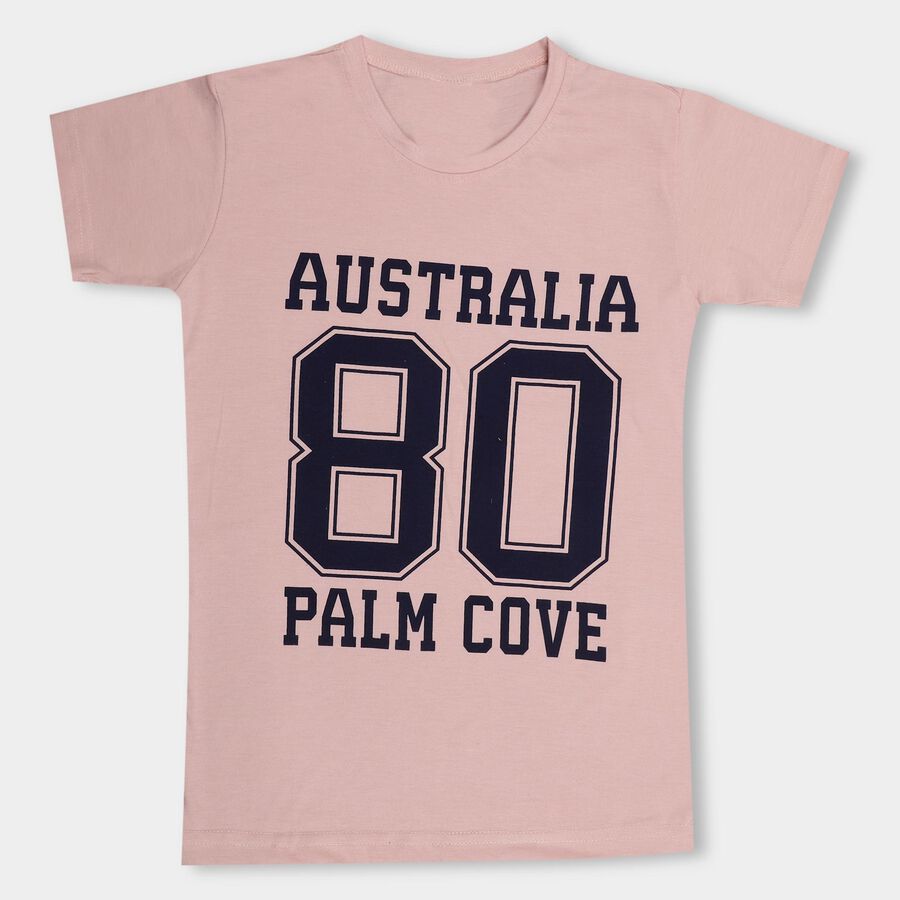 Boys' Half Sleeves T-Shirt, Peach, large image number null