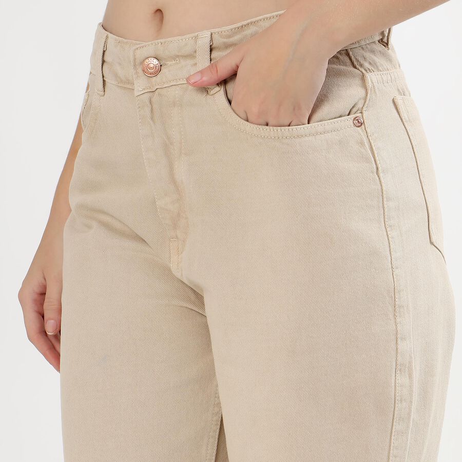 Women's Light Beige Wide Leg High Waist Jeans, Off White, large image number null